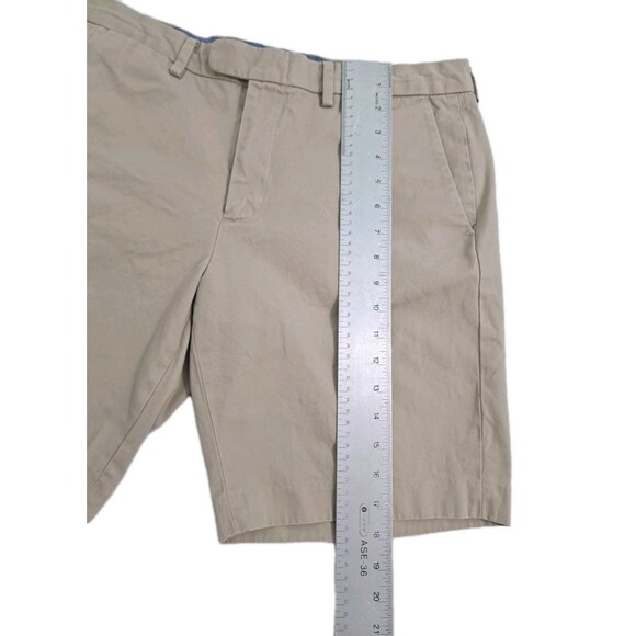 J Crew Bowery Men's 34 Slim Chino Flat Front Shorts Golf Work Bermuda Khaki Tan - Picture 8 of 9